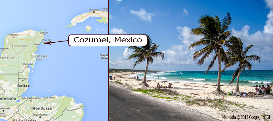 cozumel map and ocean side
