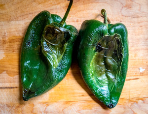 roasted poblano peppers with skin charred