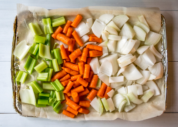 vegetables for vegetable stock before roasting