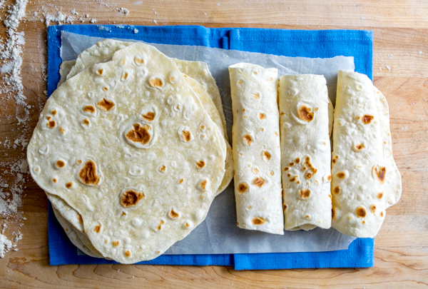 homemade flour tortillas three rolled up-2