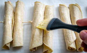 taquitos brushed with lard for baked taquitos