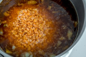 adding lentils to ancho stock