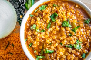 mexican lentil soup overhead brighter