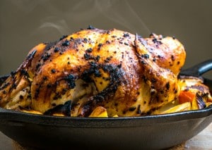 mexican roadside chicken after roasting side shot