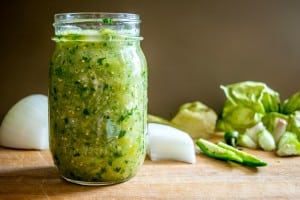 salsa verde in jar green sauce