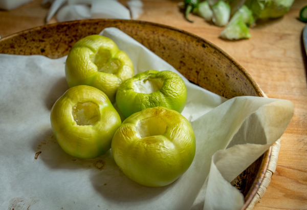 tomatillos after roasting in oven