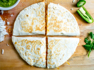 Leftover tinga? Make Tingadillas! Cheesy Chicken Tinga Quesadillas with Green Sauce | mexicanplease.com