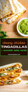 Got leftover Tinga? Make Tingadillas! These Cheesy Chicken Tinga Quesadillas with Green Sauce will change the course of your day for the better -- also includes recipe for making Tinga from scratch | mexicanplease.com