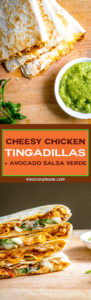 Got leftover Tinga? Make Tingadillas! These Cheesy Chicken Tinga Quesadillas with Green Sauce will change the course of your day for the better -- also includes recipe for making Tinga from scratch | mexicanplease.com