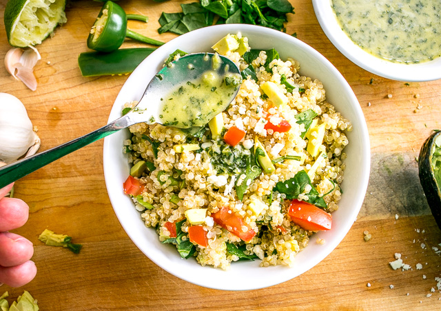 This Quinoa Avocado Salad is ridiculously healthy and tastes great on its own. Add in some Lime Cilantro Dressing and it becomes a keeper!! Buen Provecho. mexicanplease.com