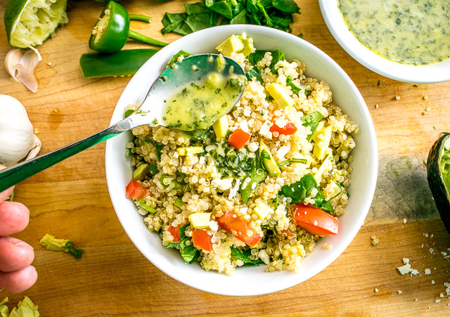 This Quinoa Avocado Salad is ridiculously healthy and tastes great on its own. Add in some Lime Cilantro Dressing and it becomes a keeper!! Buen Provecho. mexicanplease.com