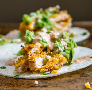 I've been eating these Crispy Chicken Tacos all week long -- crispy chicken strips, chipotle crema, guacamole, pickled jalapenos, Cotija cheese and cilantro -- all served on a warm corn tortilla. So good! mexicanplease.com