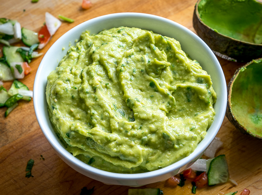 Avocado Hummus in a bowl right after blending
