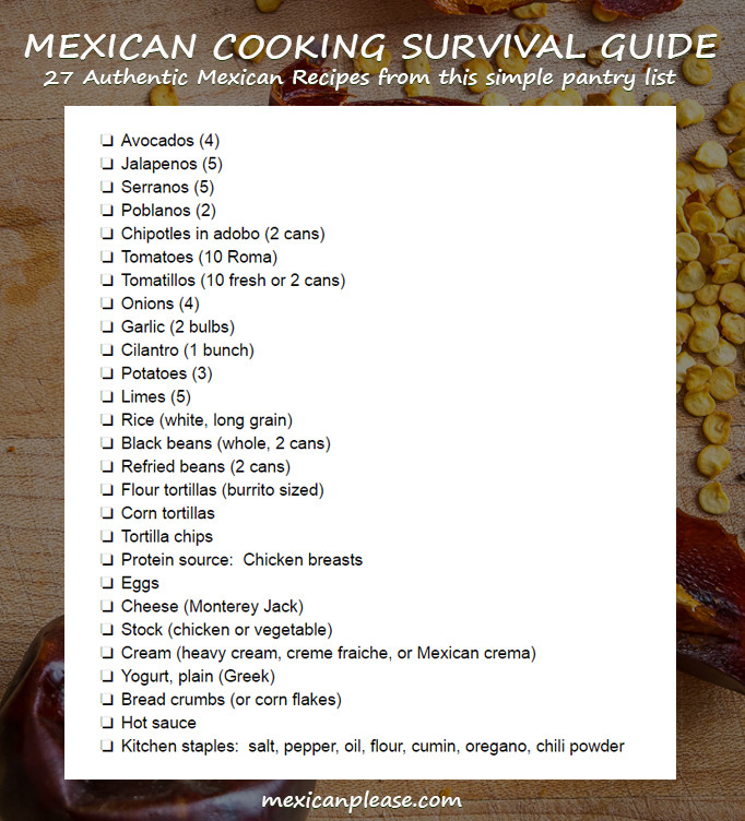 ingredient list for mexican cooking survival guide