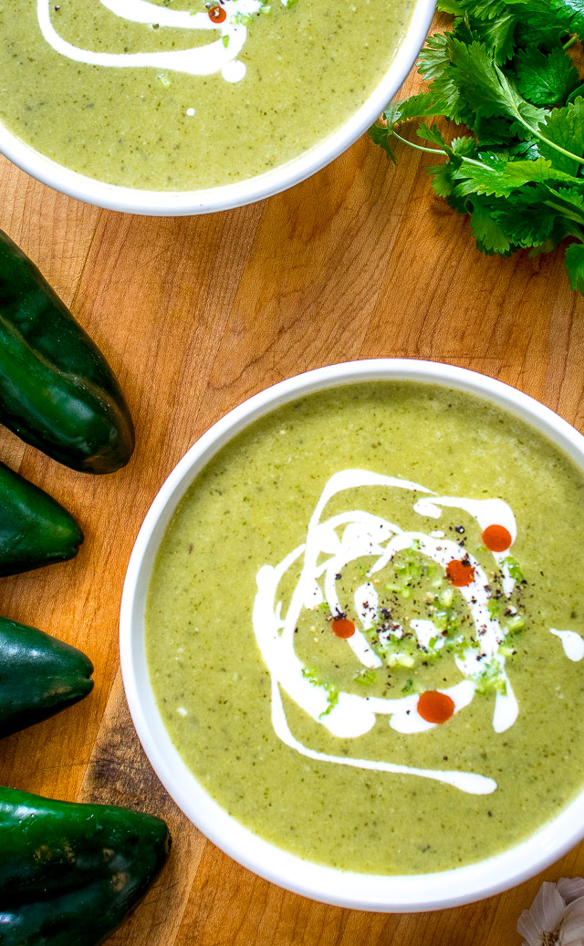 The key to this Roasted Poblano Soup is getting creative with the garnish. Crema, cilantro stems, and a dash of acidity will turn it into something otherworldly. So good! mexicanplease.com 