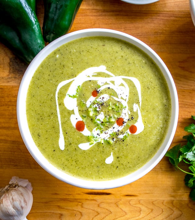 The key to this Roasted Poblano Soup is getting creative with the garnish. Crema, cilantro stems, and a dash of acidity will turn it into something otherworldly. So good! mexicanplease.com 