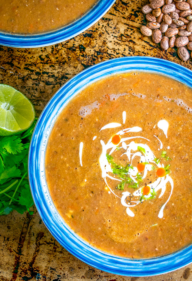 Sopa Tarasca is one of Mexico's most popular soups -- a delightfully satiating pinto bean soup that will keep you coming back for more. So good! mexicanplease.com