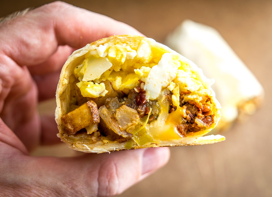 It would be easy to give all the credit to the chorizo in these epic breakfast burritos. But it's the tomatillo salsa that really amps them up. So good! mexicanplease.com