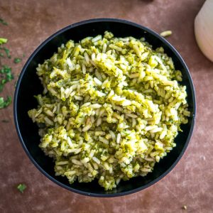 Roasted poblano peppers are the key to this authentic Mexican rice. I've also been adding a handful of spinach to it lately. So good! mexicanplease.com