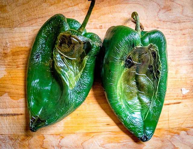 roasted poblano peppers for green rice