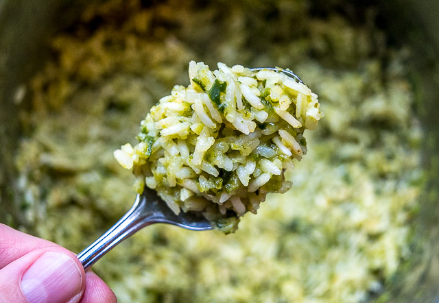 Roasted poblano peppers are the key to this authentic Mexican rice. I've also been adding a handful of spinach to it lately. So good! mexicanplease.com