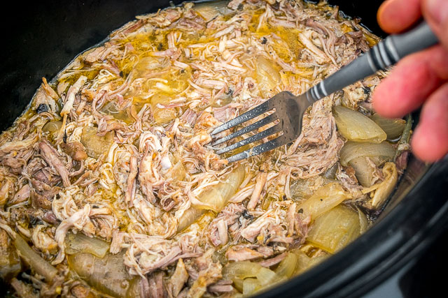 One of my all-time favorite recipes! The slow cooker keeps these carnitas moist and loads them up with flavor. Best combo for tacos is carnitas, salsa verde, onion, cilantro and a squeeze of lime. So good! mexicanplease.com