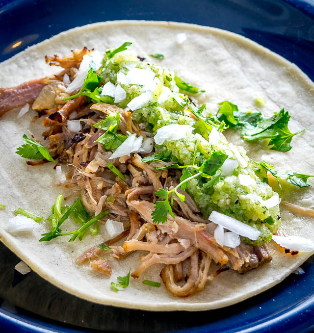 One of my all-time favorite recipes! The slow cooker keeps these carnitas moist and loads them up with flavor. Best combo for tacos is carnitas, salsa verde, onion, cilantro and a squeeze of lime. So good! mexicanplease.com