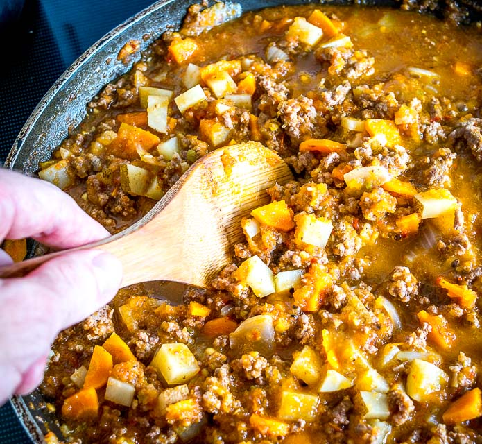 This easy to make Mexican Picadillo is a classic meat and potatoes dish bursting with flavor and spice. It can be eaten straight out of the pan but it also works good in tacos, burritos, and empanadas. So good! mexicanplease.com