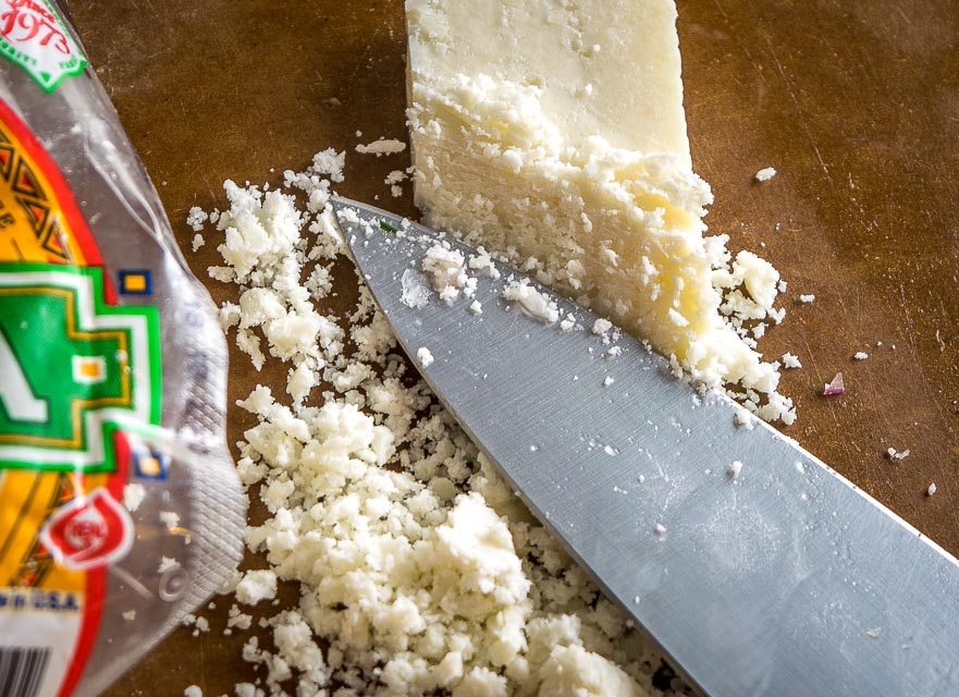 cotija cheese for black bean and corn salsa