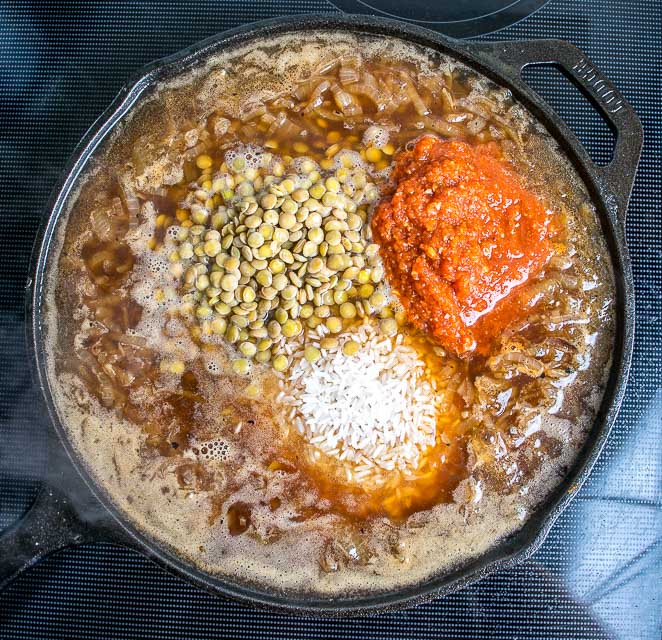 Lentils and Rice ingredients. 