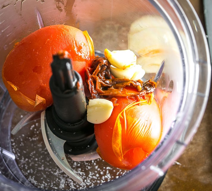 making the tomato chipotle mixture