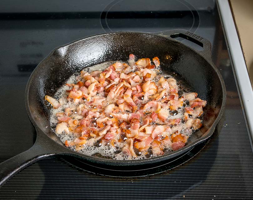 cooking bacon for charro beans