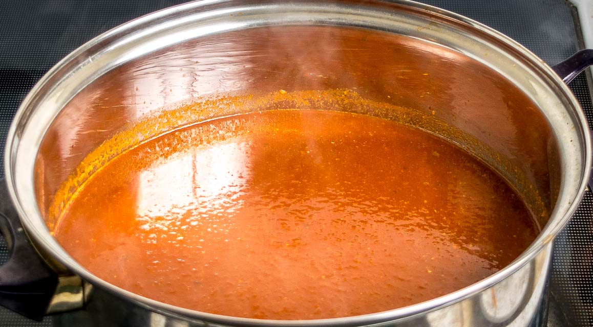 This is a great recipe for a huge batch of delicious enchilada sauce. It will freeze quite well so feel free to throw a few portions in the freezer. Yum! mexicanplease.com