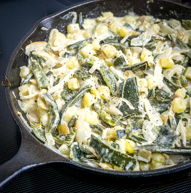 Finally a Rajas recipe! Roasted poblano strips swimming in a creamy sauce makes the perfect side dish. I add potatoes and some stock to turn it into a meal -- so good! mexicanplease.com