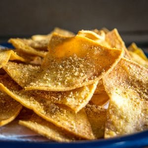 This is the easiest way to make a batch of Baked Tortilla Chips. I like them best when the edges are crispy but the middle is still slightly chewy, i.e. don't cook them too long! mexicanplease.com
