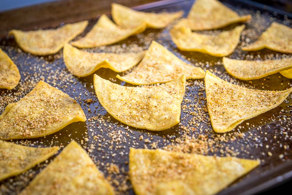 This is the easiest way to make a batch of Baked Tortilla Chips. I like them best when the edges are crispy but the middle is still slightly chewy, i.e. don't cook them too long! mexicanplease.com