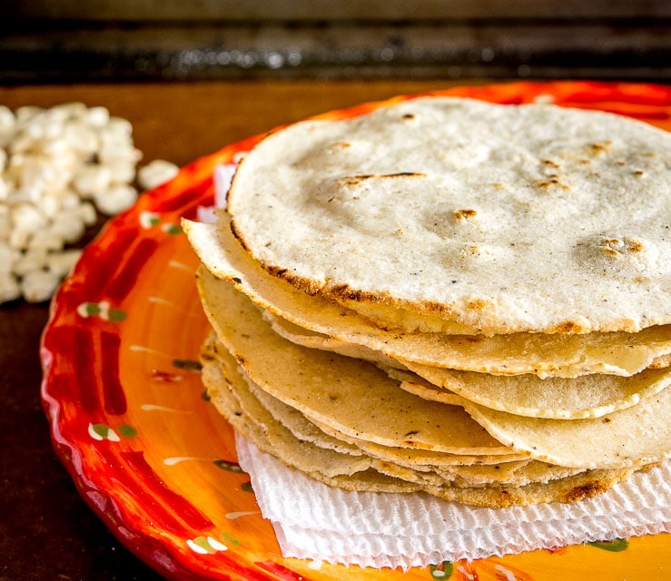 Here's the recipe for a recent batch of homemade corn tortillas I made using some White Olotillo Corn. I used a food processor to grind the corn down and added in some Masa Harina to get the right consistency. mexicanplease.com