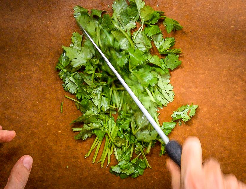 I think this is the best way to chop cilantro. Using the upper stems makes it so much easier! mexicanplease.com