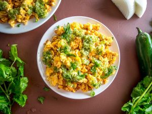 I like Chorizo and Eggs best when it's topped with a fiery Salsa Verde. Plus you can use all the leftovers to make breakfast burritos! mexicanplease.com