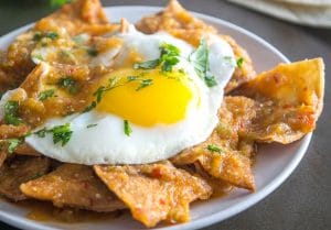 sunny side up egg on chilaquiles