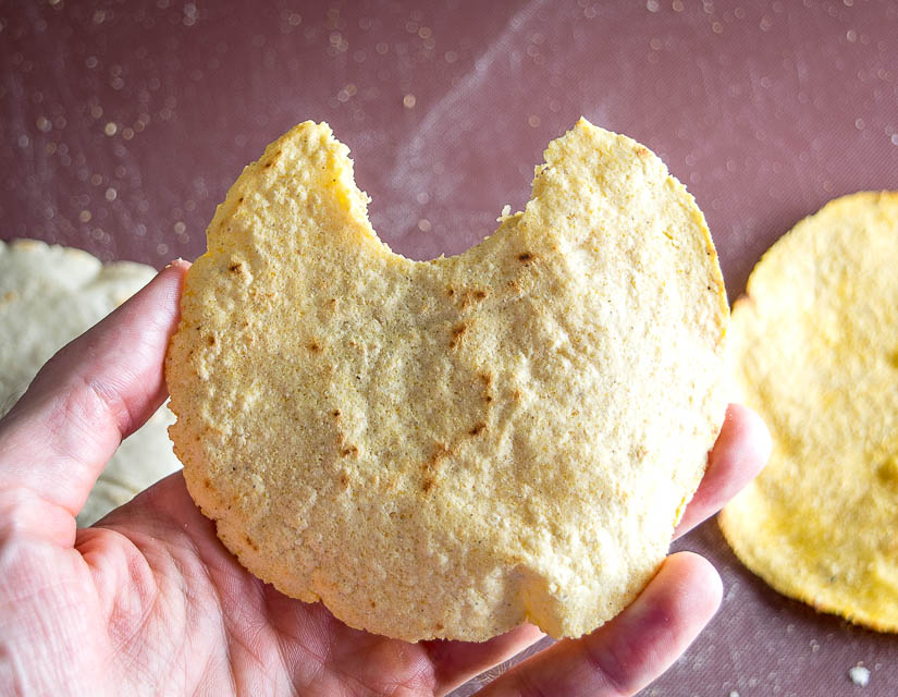 Take a bite out of a corn tortilla.