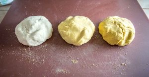 Masa dough using three different masa harinas.
