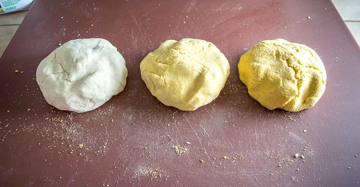 Masa dough using three different masa harinas. 