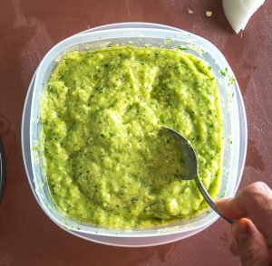 Avocado Salsa Verde blended together