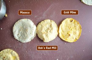 Maseca, Bob's Red Mill, and Gold Mine Masa Harina tortillas.