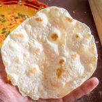 Flour tortilla after cooking for 2 minutes.