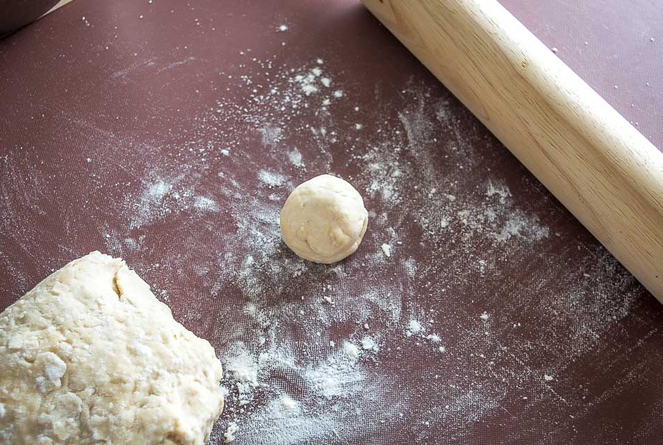 Golfball sized round for flour tortillas. 