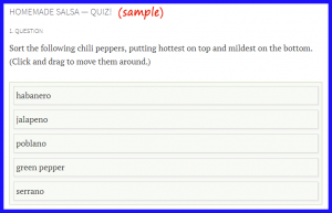 Sample quiz question from Mexican Cooking Course