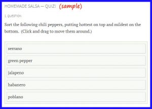 Sample quiz question from Mexican Cooking Crash Course