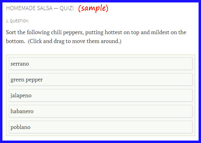 Sample quiz question from Mexican Cooking Crash Course